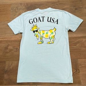 GOAT USA men’s X-small light blue t-shirt, pineapple goat